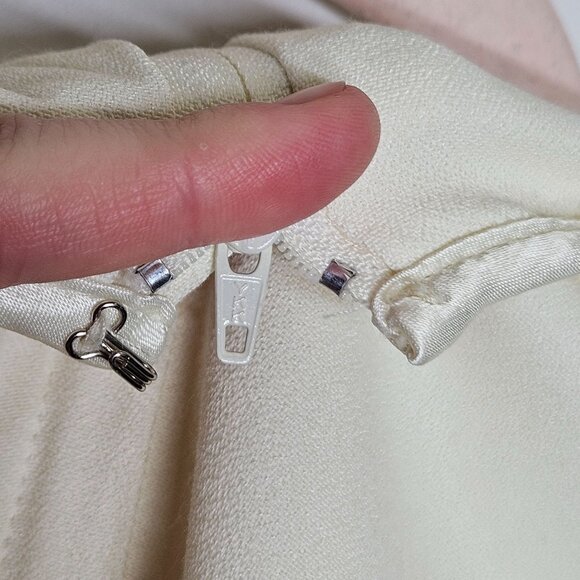 Vintage 90s Y2K Maurices Cream Embroidered Maxi Dress Sheer Floral Slit Size 7-8 - Picture 9 of 10